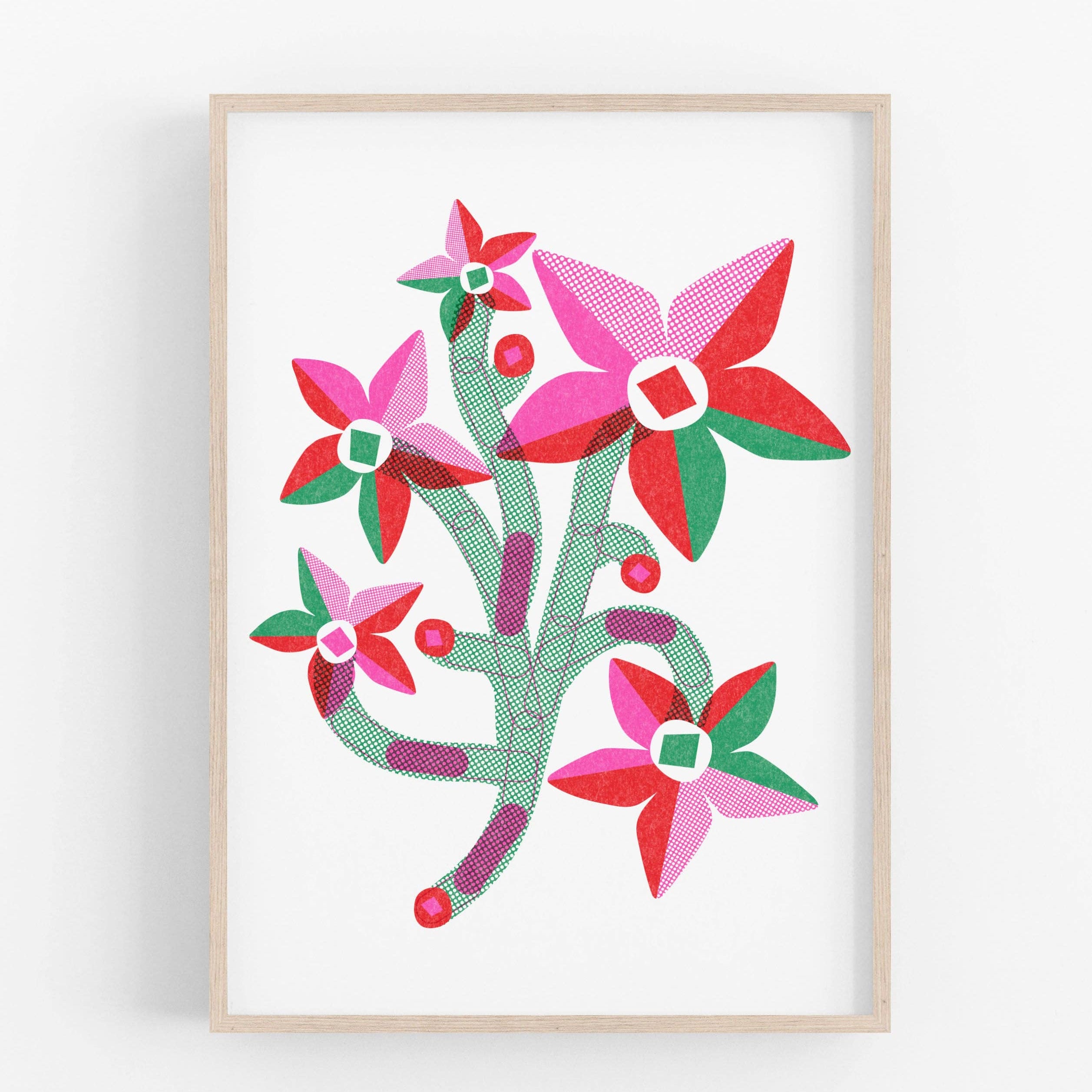 Paperclip Flowers Risograph Print - 8x10