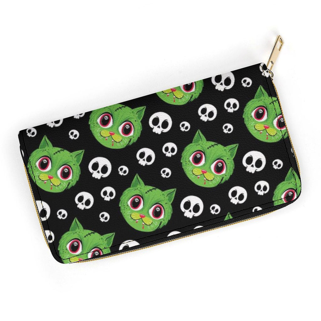 Zombie Cat Zippered Wallet
