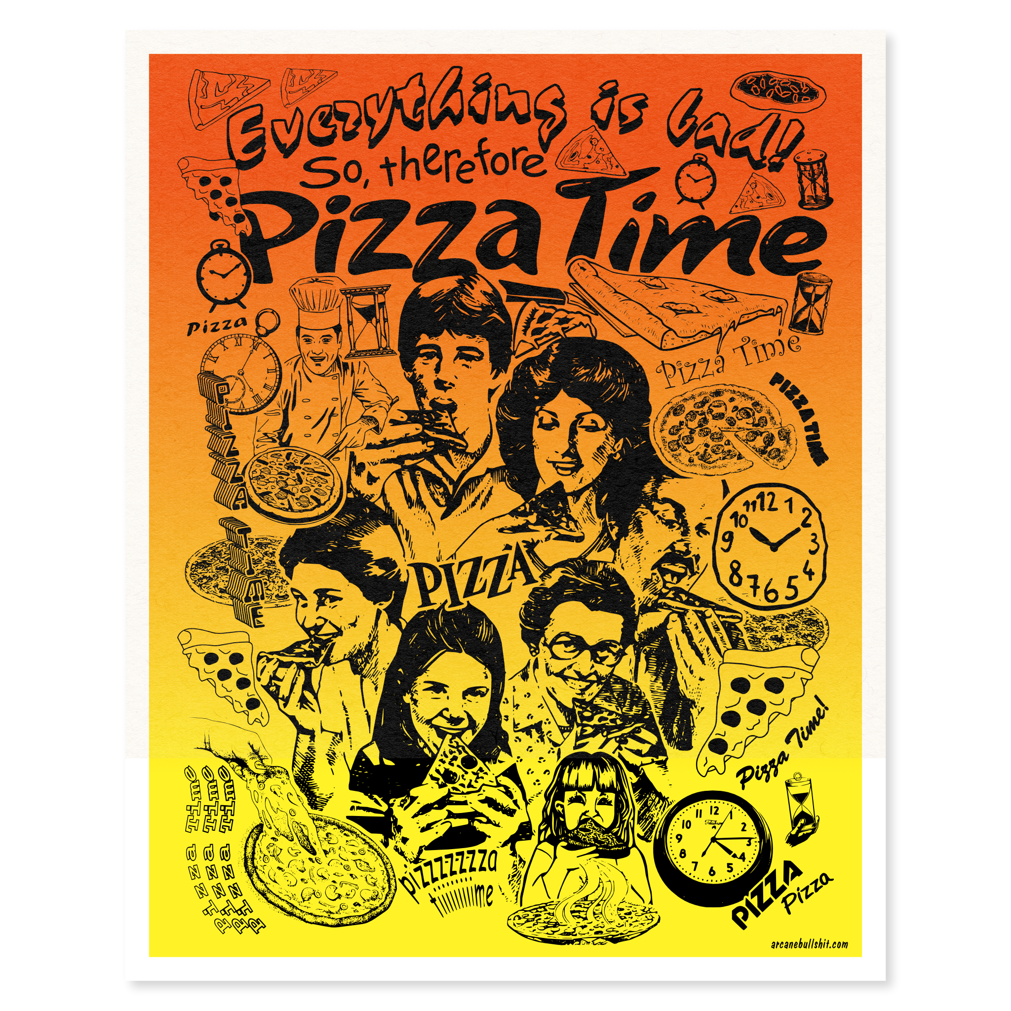 Pizza Time Risograph Print - 8x10