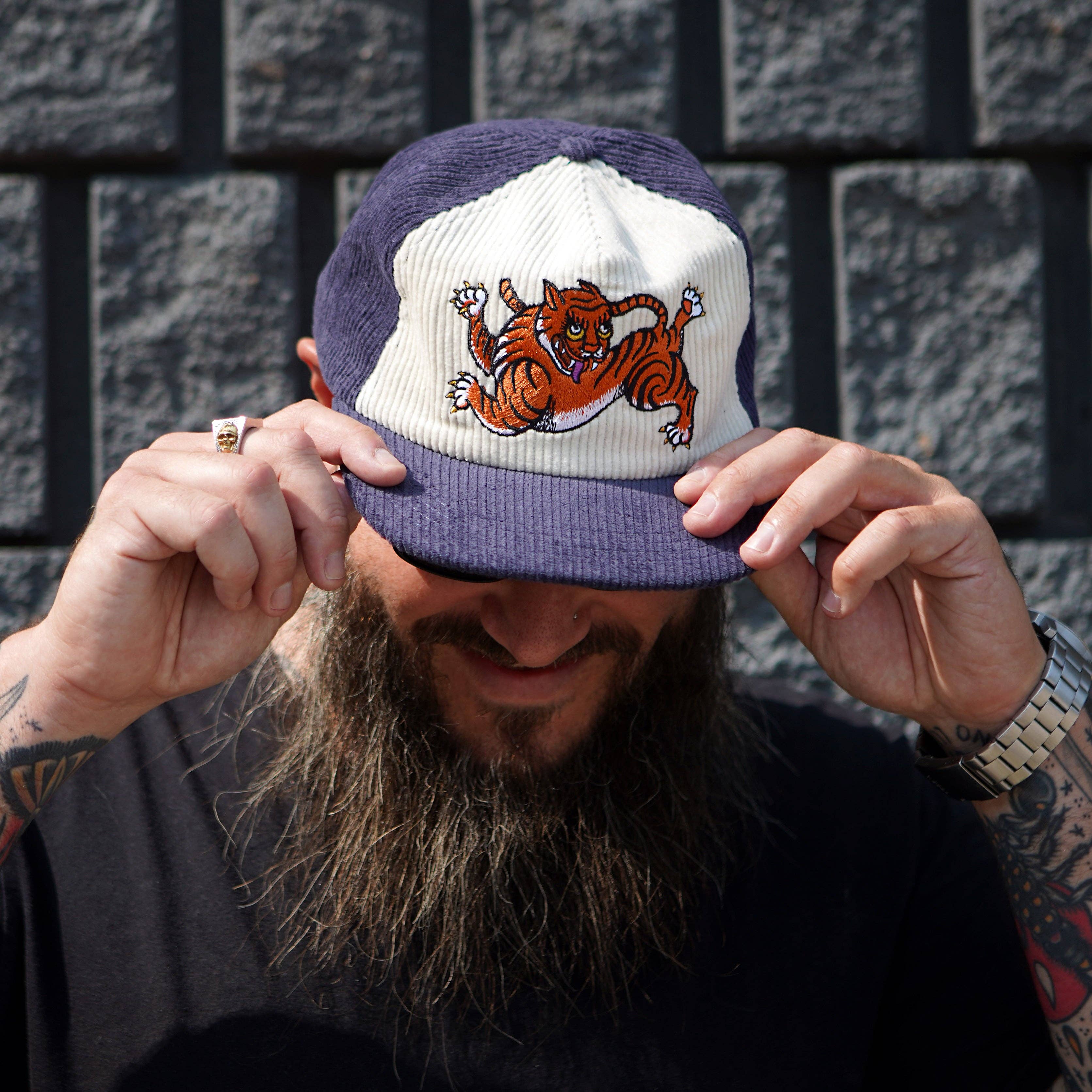 Happy Tiger Two-Tone Corduroy Hat