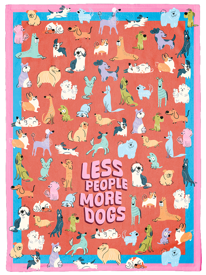 Less People, More Dogs Dish Towel