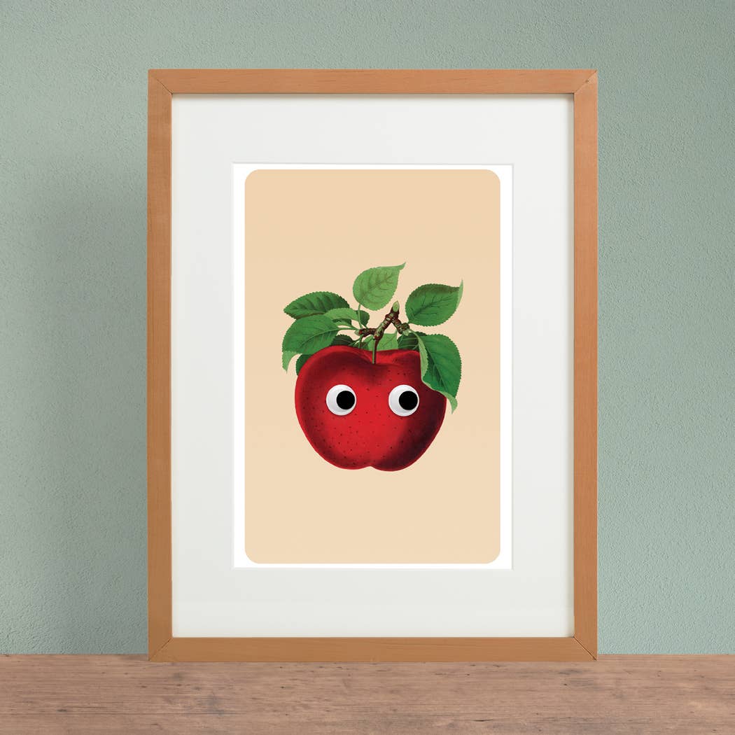 Googly Apple Art Print - 8x10