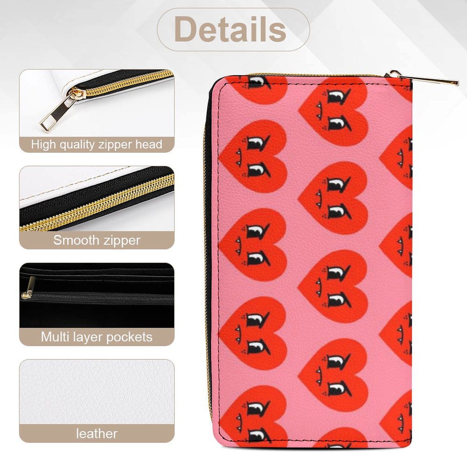 Grumpy Heart Zippered Wallet