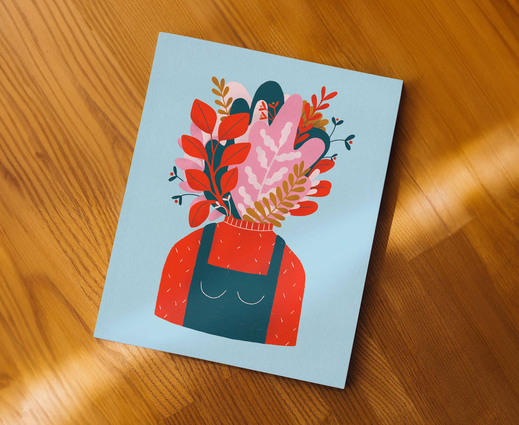 Head in Flowers Print - 8x10