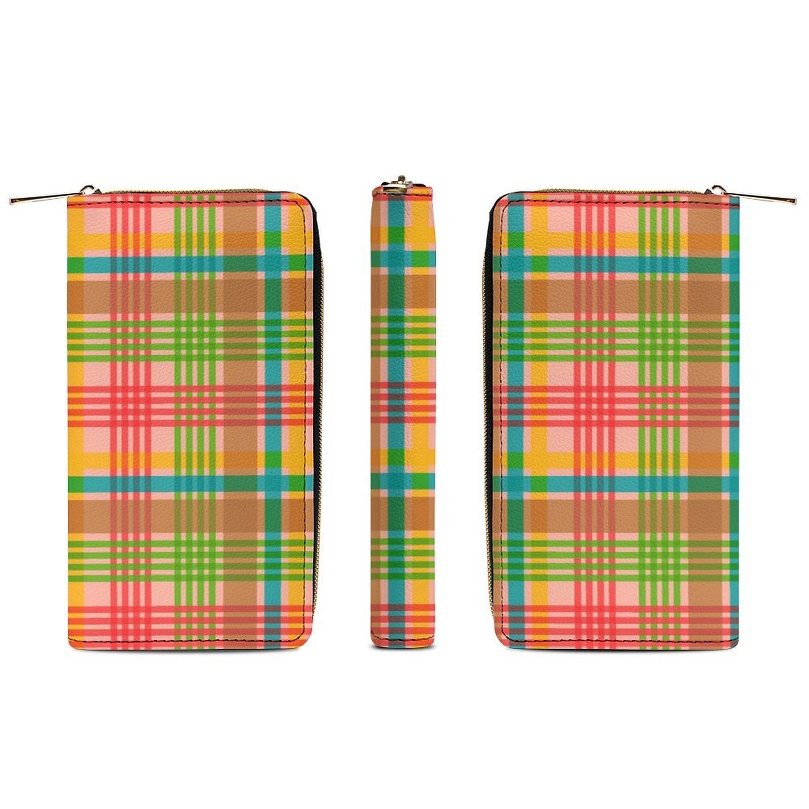 Happy Plaid Zippered Wallet