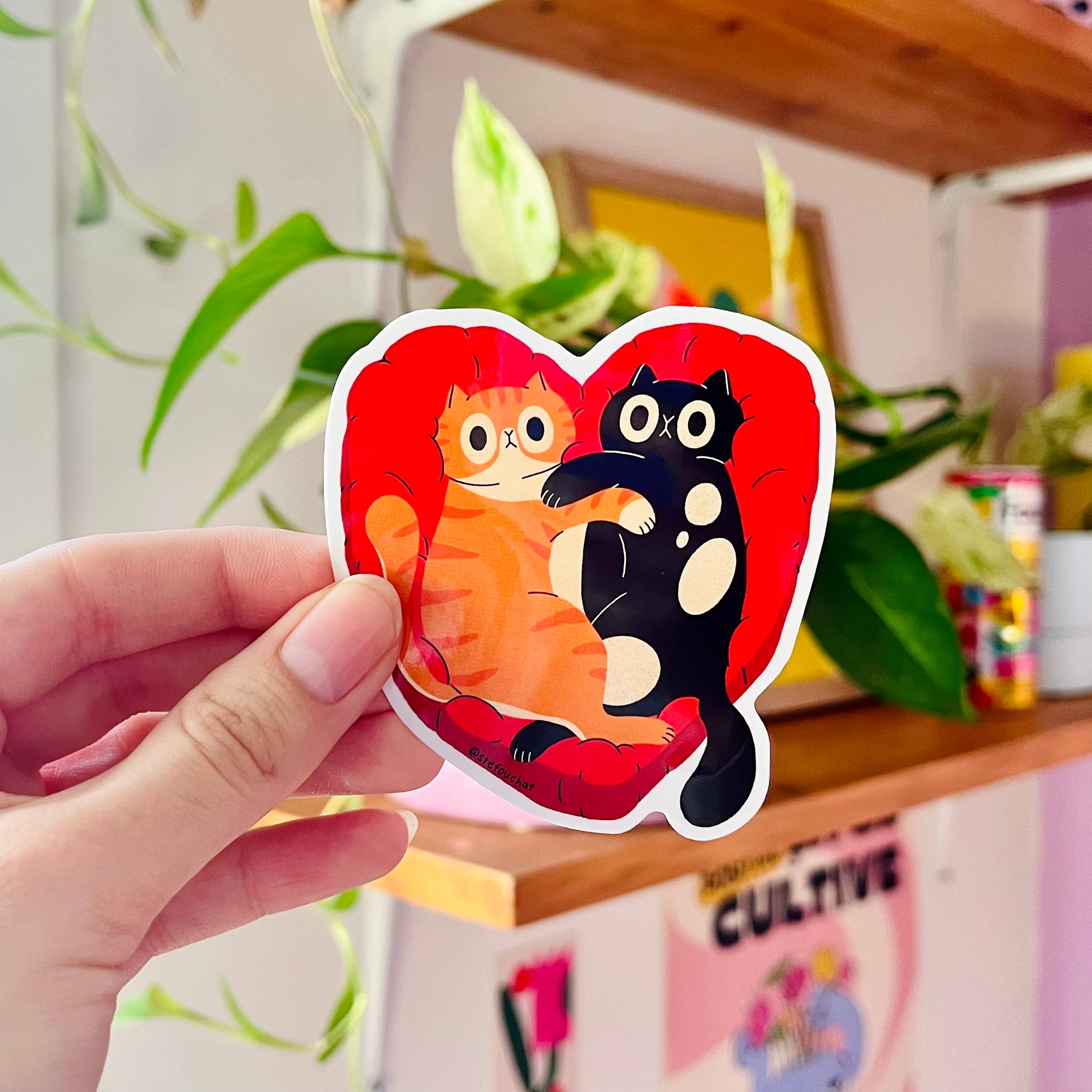 Cat Duo Heart Sticker