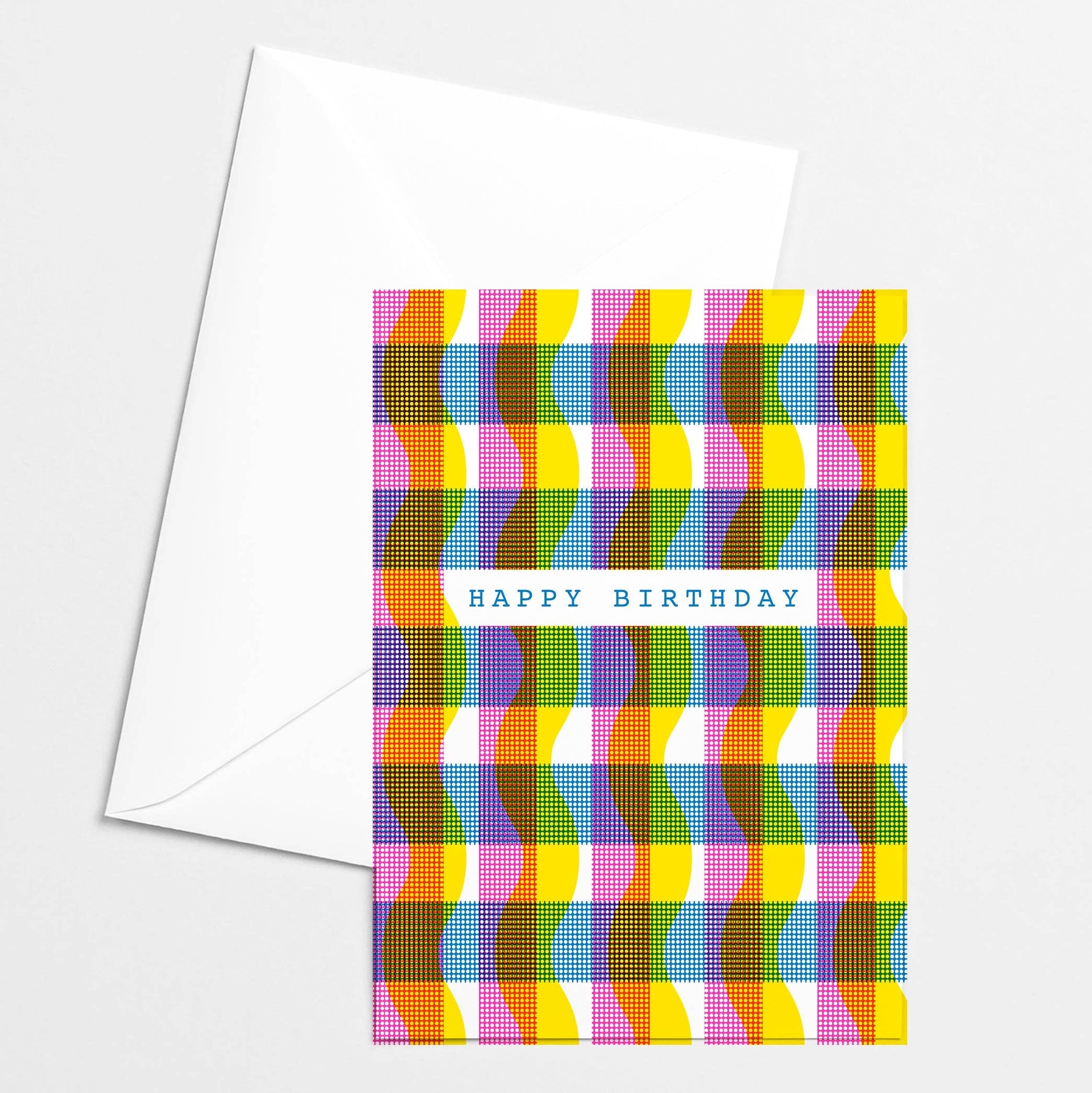 Gingham Happy Birthday - Risograph Card