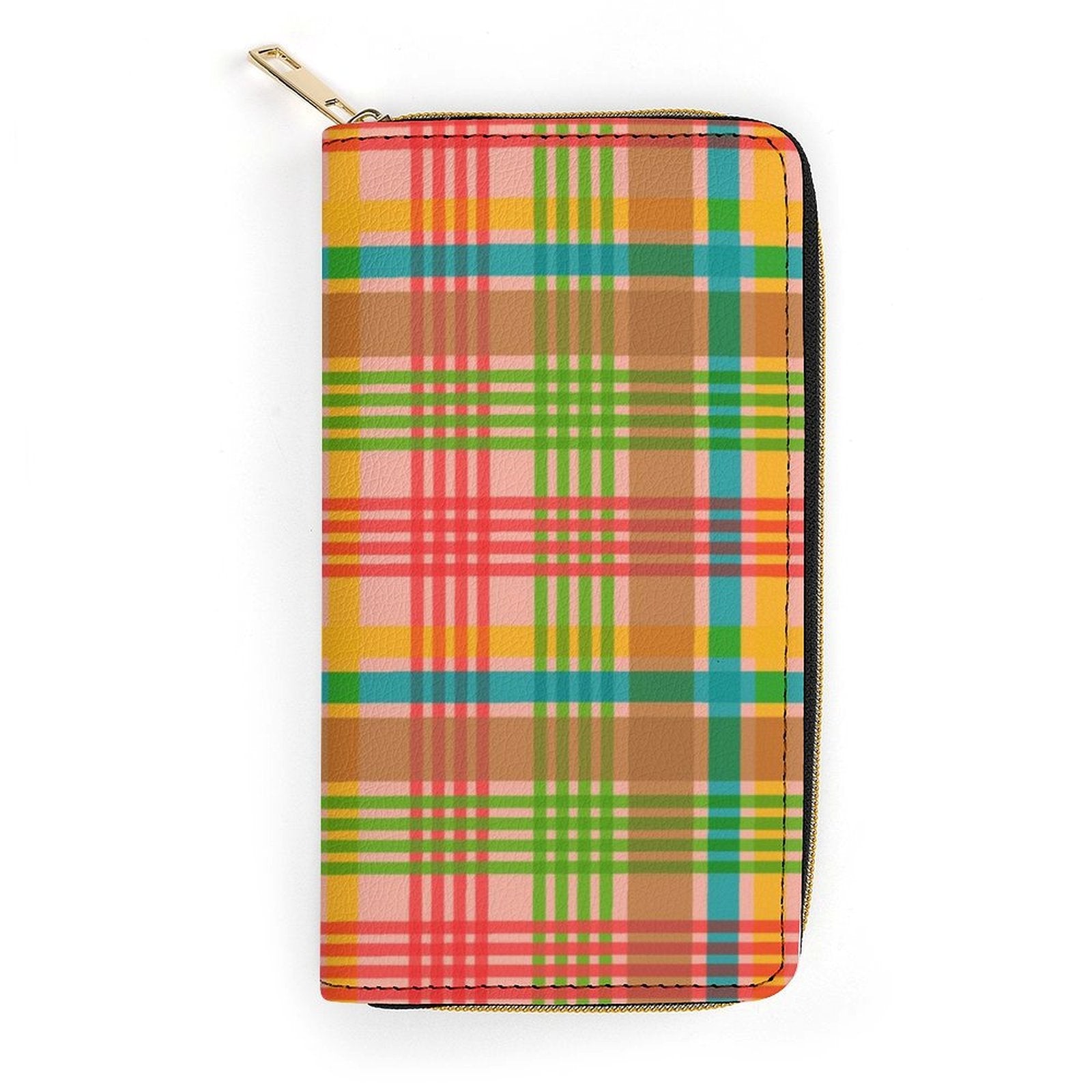 Happy Plaid Zippered Wallet