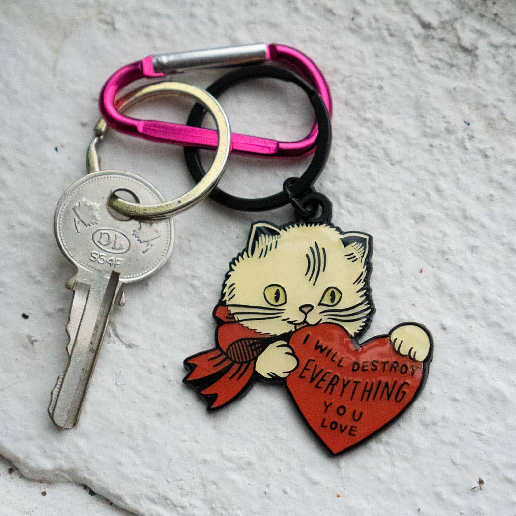 Destroy Cat Keychain / Bag Clip