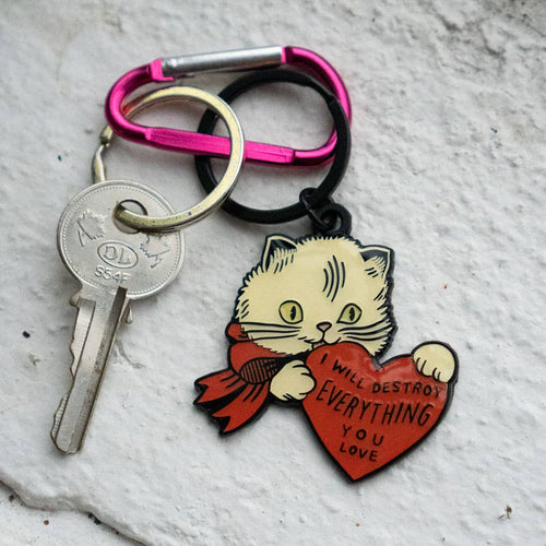 Destroy Cat Keychain / Bag Clip
