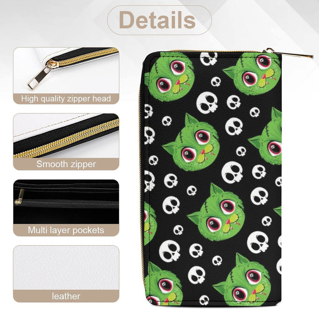 Zombie Cat Zippered Wallet