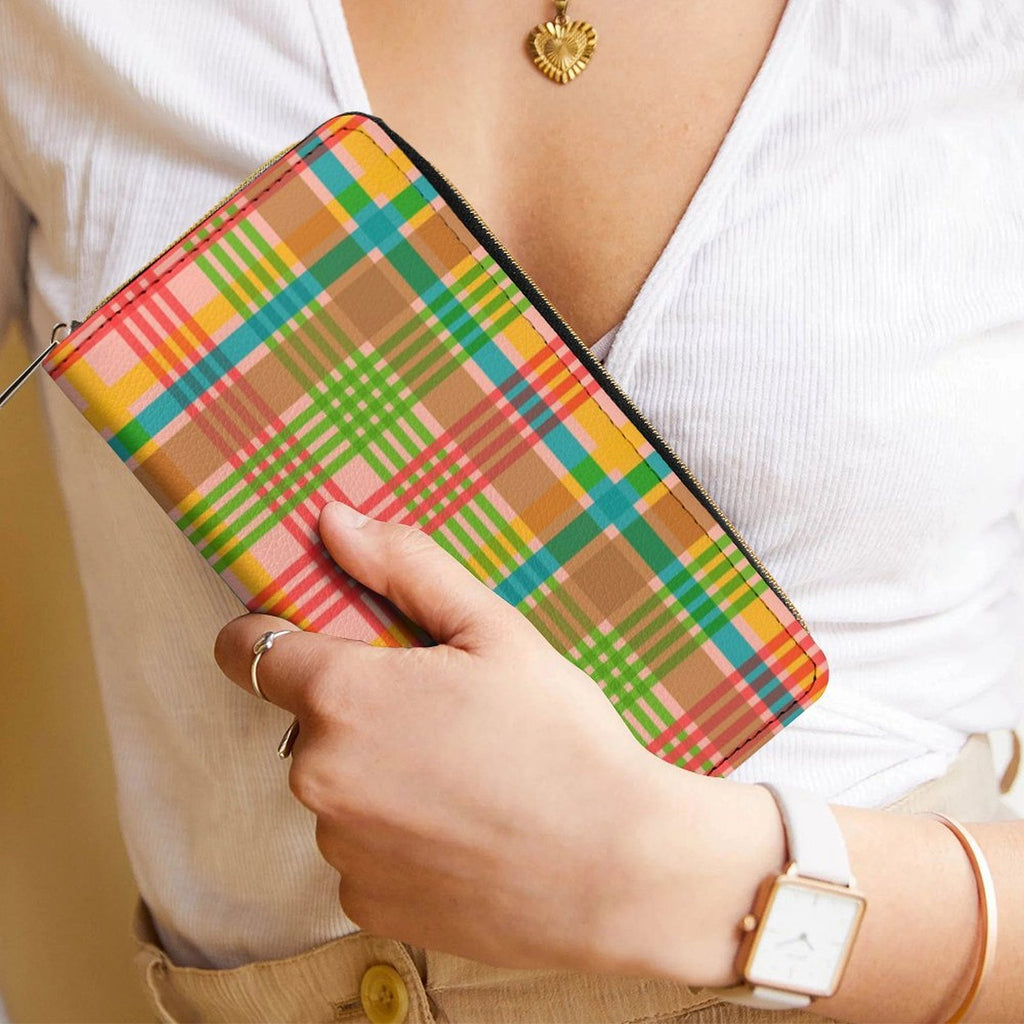 Happy Plaid Zippered Wallet