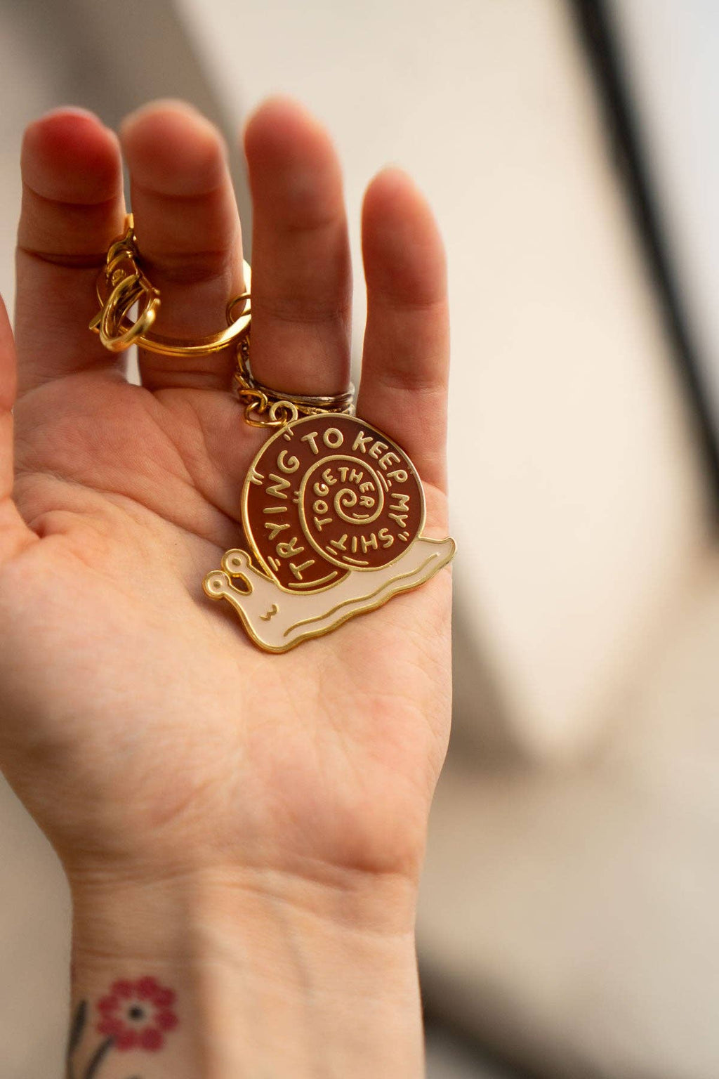 Trying Snail Enamel Keychain