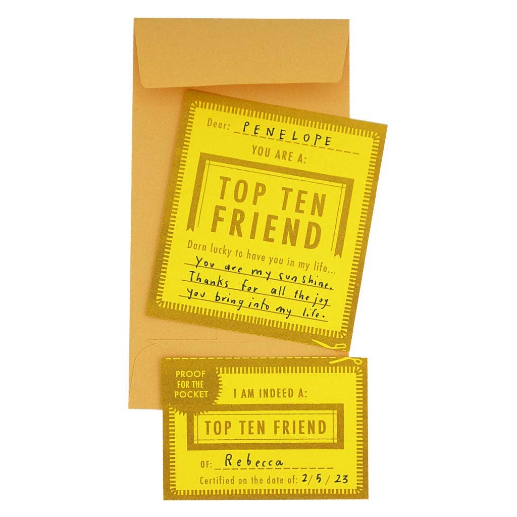 Top Ten Friend Notes