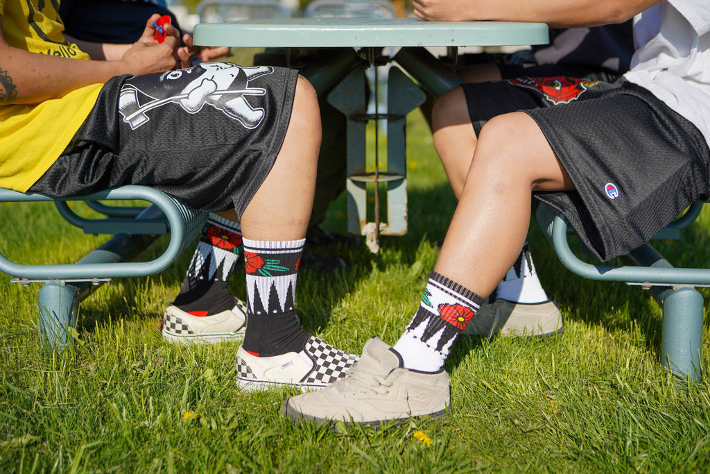 Geometric Flower Black Socks