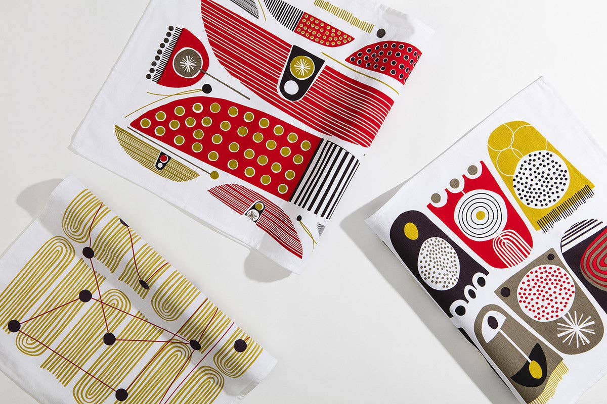 Geometric Tulips Tea Towel