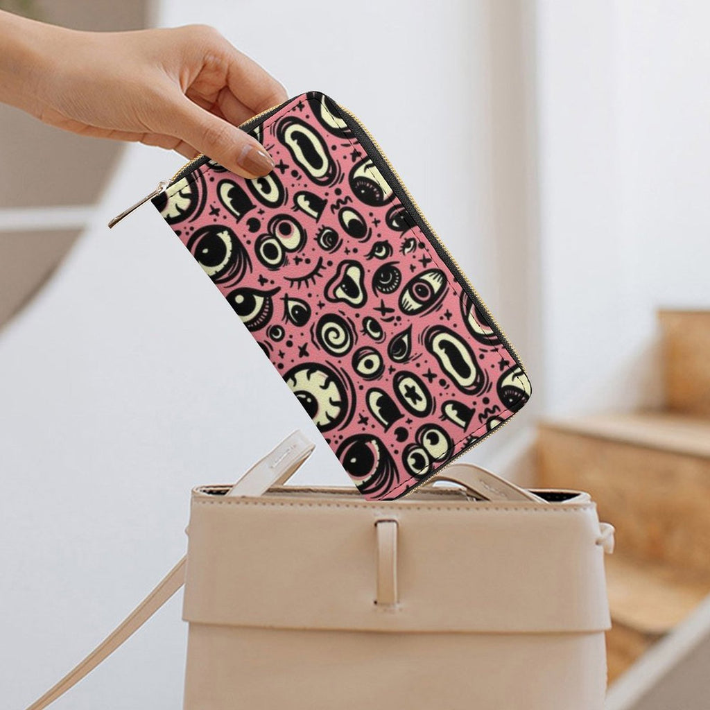 Pink/Teal Eyeballs! Zippered Wallet