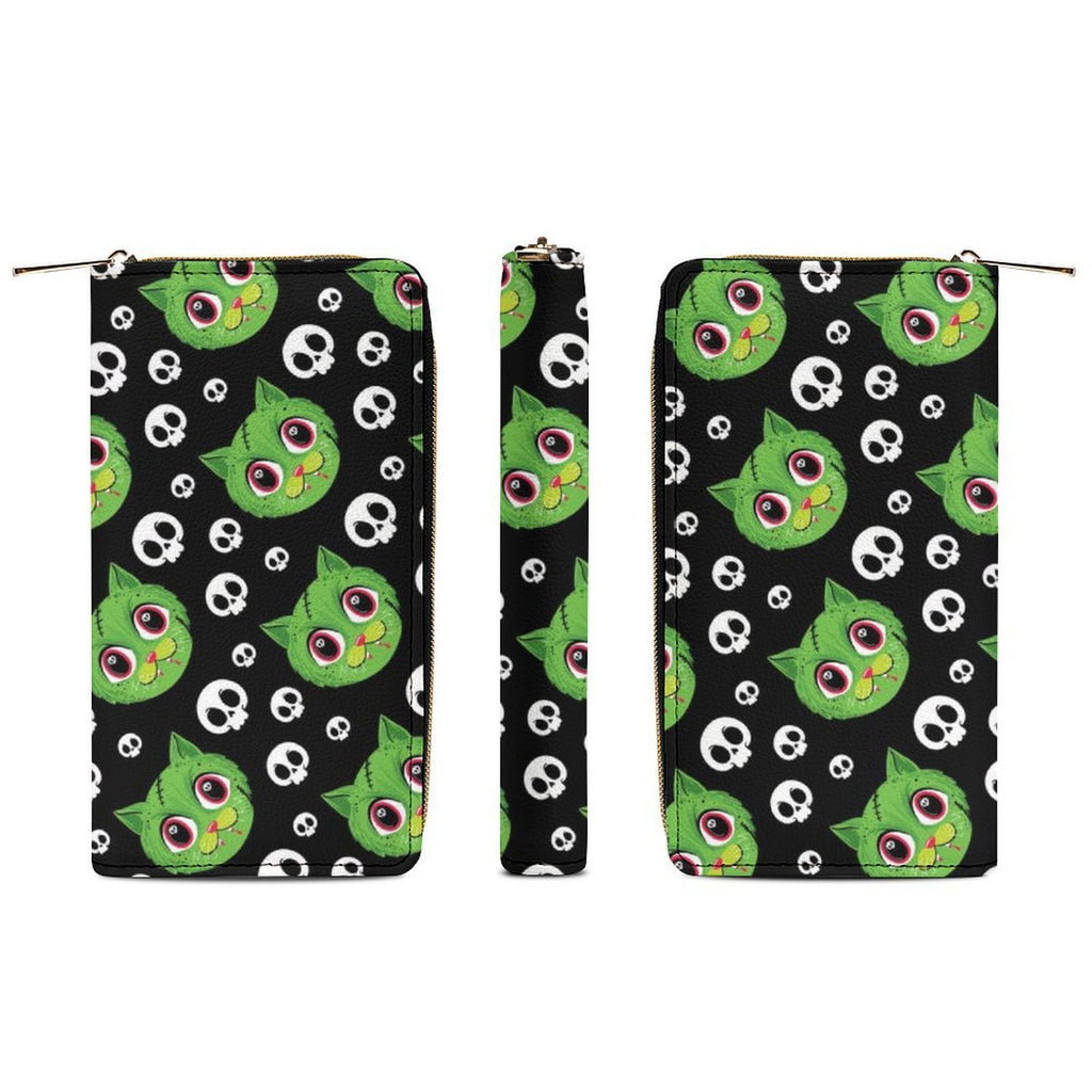 Zombie Cat Zippered Wallet