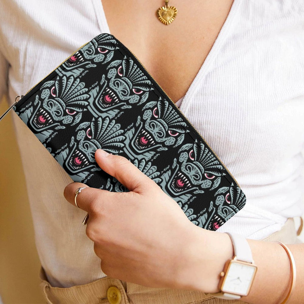 Grey Kaiju Zippered Wallet