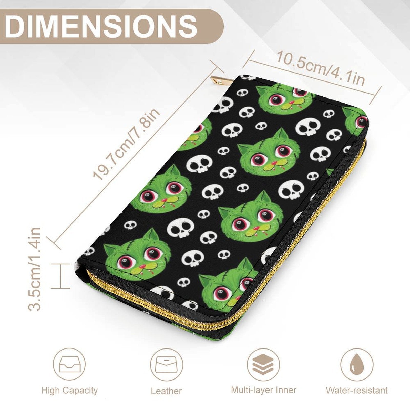 Zombie Cat Zippered Wallet