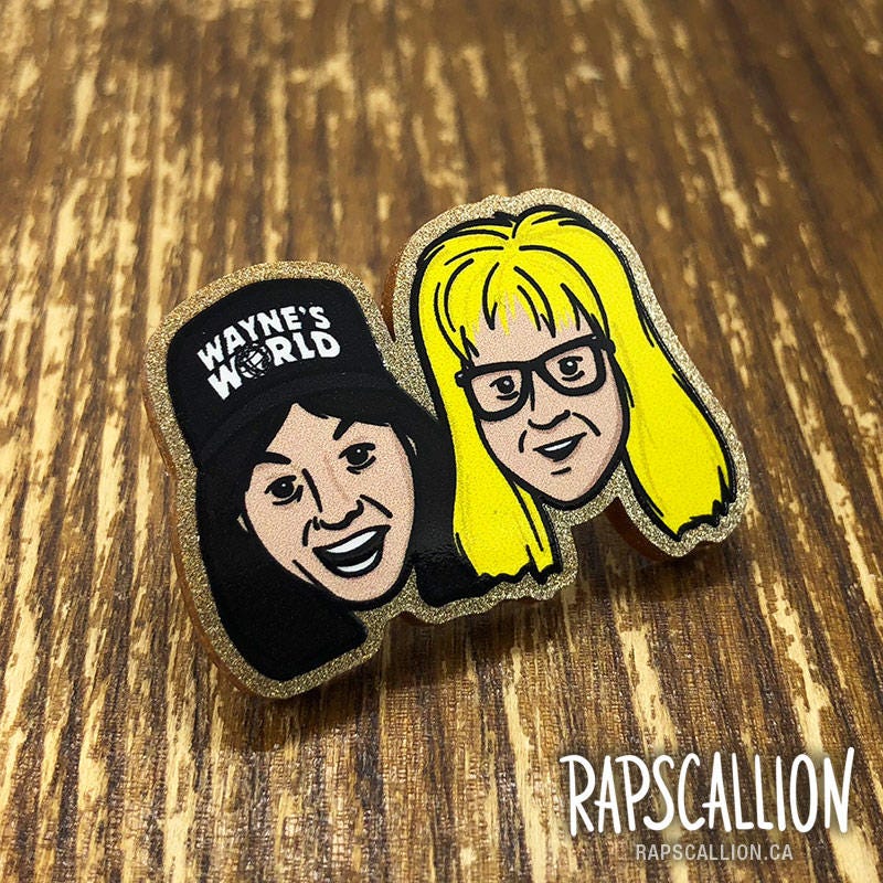 Wayne & Garth - Gold Acrylic Brooch