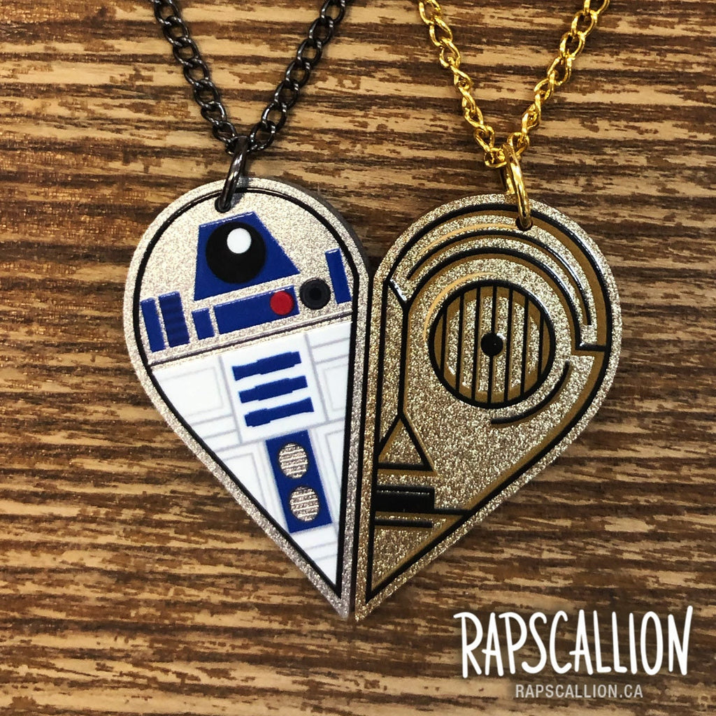 R2D2 & C3P0 Inspired Acrylic Best Friends Necklace Set