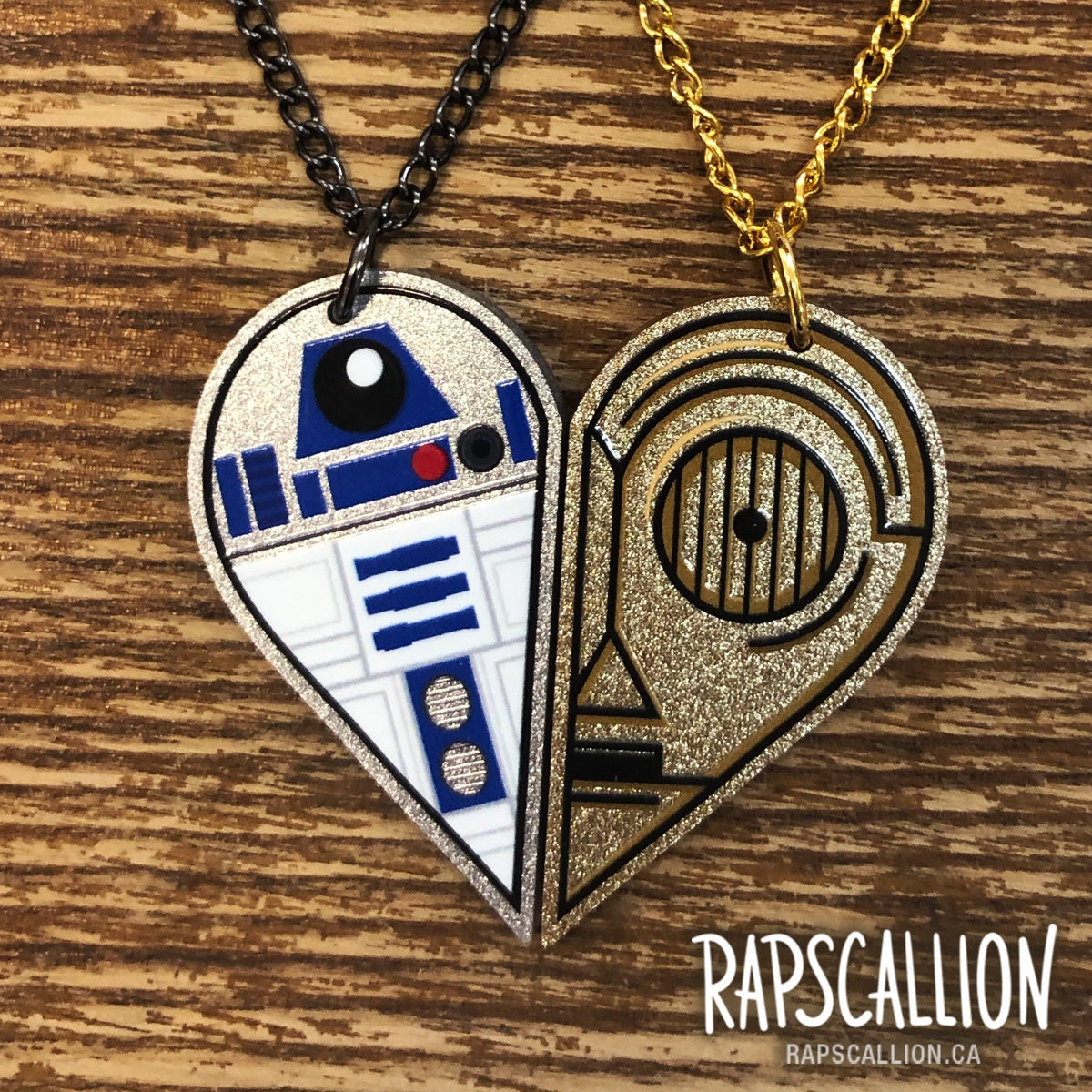 R2D2 & C3P0 Inspired Acrylic Best Friends Necklace Set
