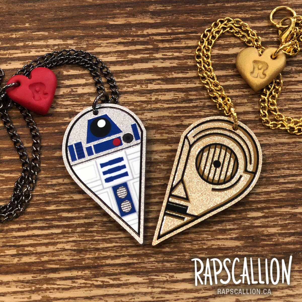 R2D2 & C3P0 Inspired Acrylic Best Friends Necklace Set