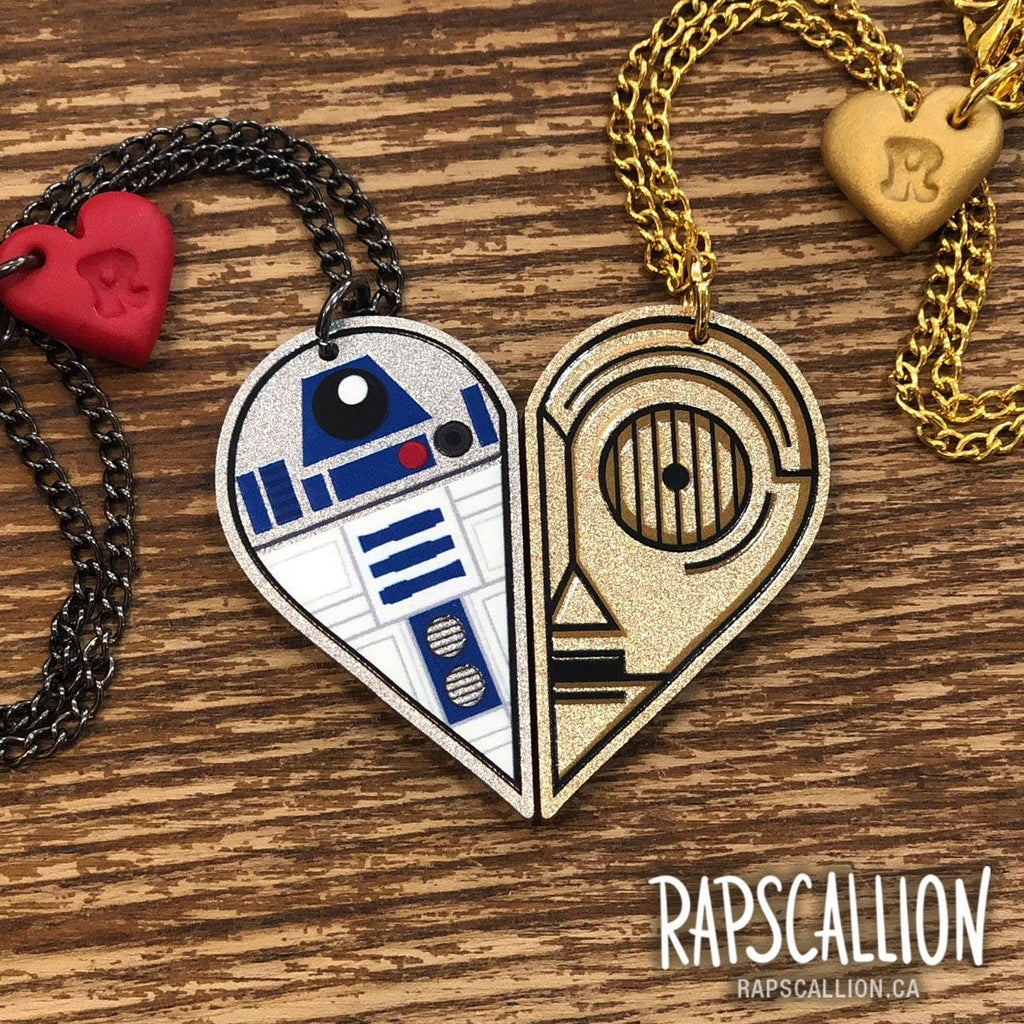 R2D2 & C3P0 Inspired Acrylic Best Friends Necklace Set