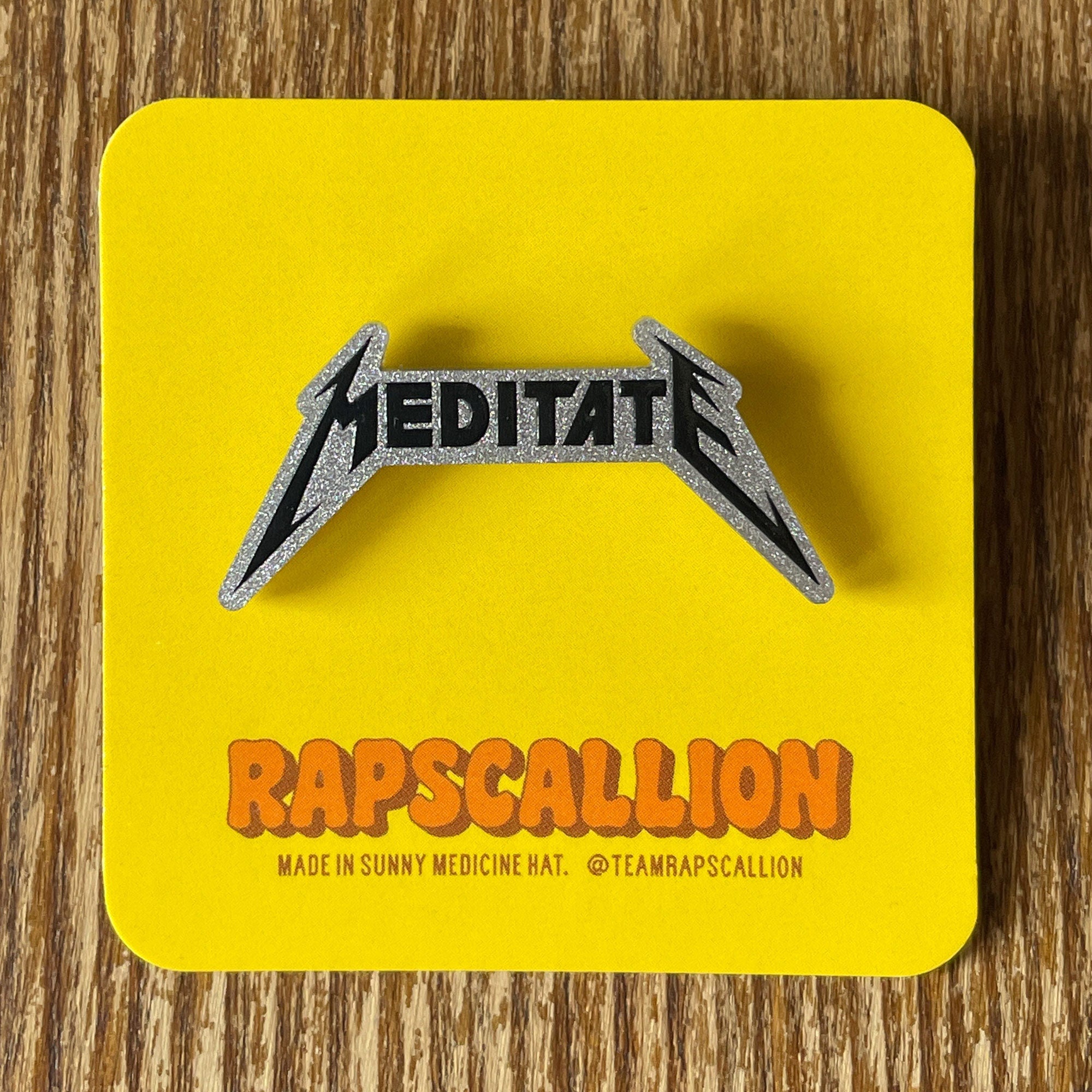 Heavy Metal Meditate Glitter Brooch