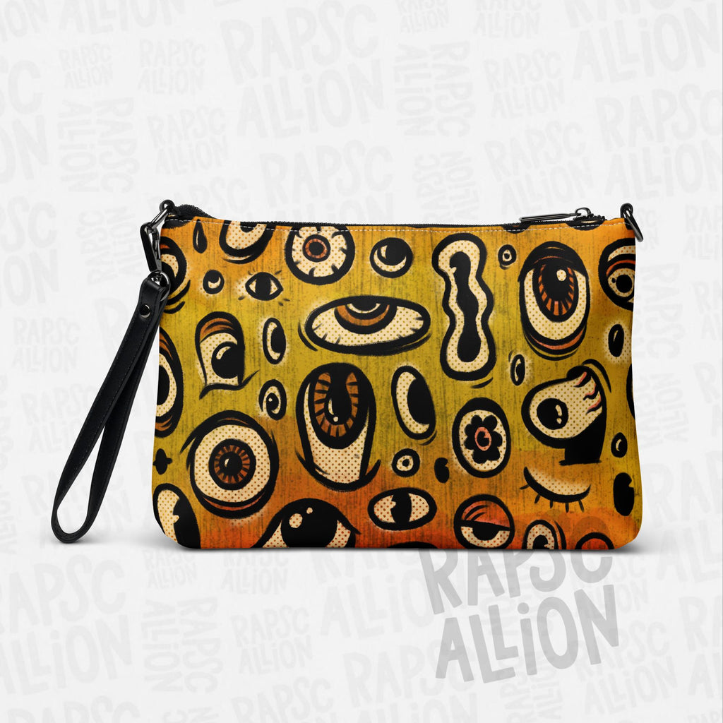 Eyeballs Faux Leather Crossbody Bag - Weird Art, Eyes, Illustration, Unique, Vegan, Lowbrow, Low Brow, Purse, Handbag, Satchel