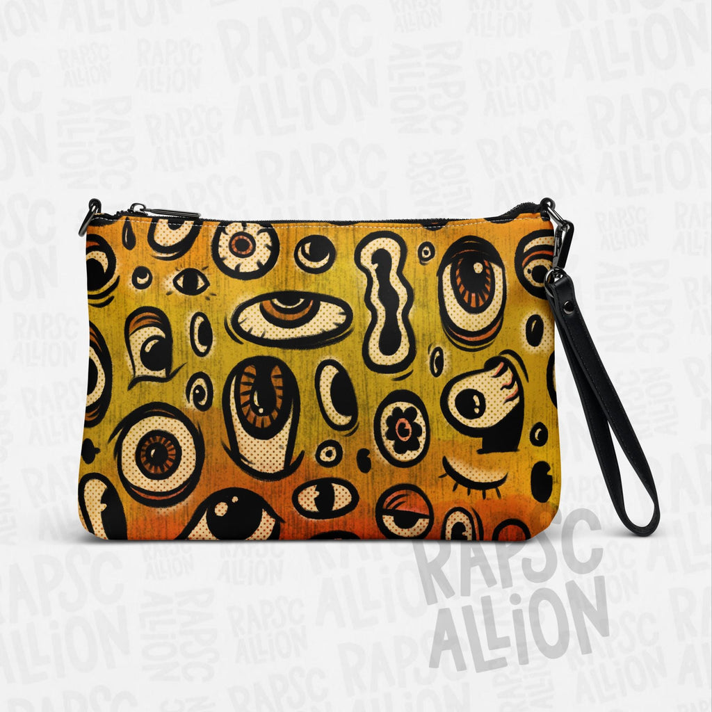 Eyeballs Faux Leather Crossbody Bag - Weird Art, Eyes, Illustration, Unique, Vegan, Lowbrow, Low Brow, Purse, Handbag, Satchel