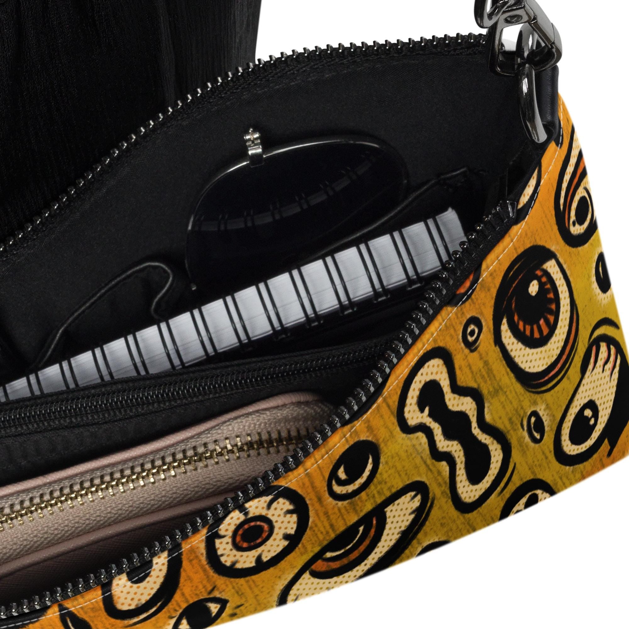 Eyeballs Faux Leather Crossbody Bag - Weird Art, Eyes, Illustration, Unique, Vegan, Lowbrow, Low Brow, Purse, Handbag, Satchel