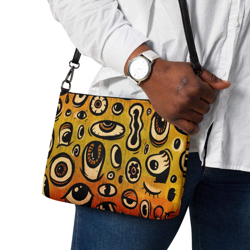 Eyeballs Faux Leather Crossbody Bag - Weird Art, Eyes, Illustration, Unique, Vegan, Lowbrow, Low Brow, Purse, Handbag, Satchel